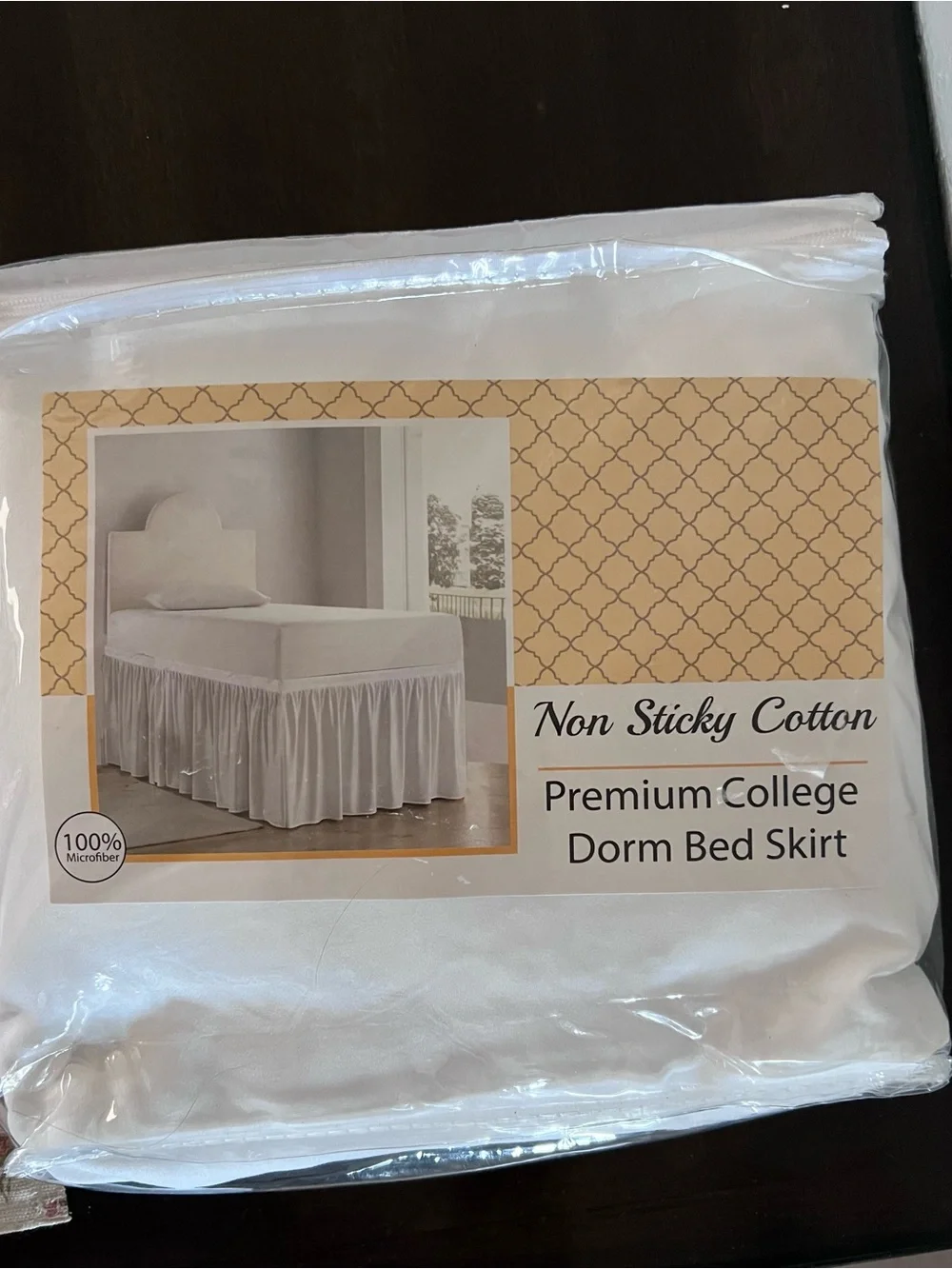 Non Sticky Cotton Premium College Dorm Bed Skirt - White